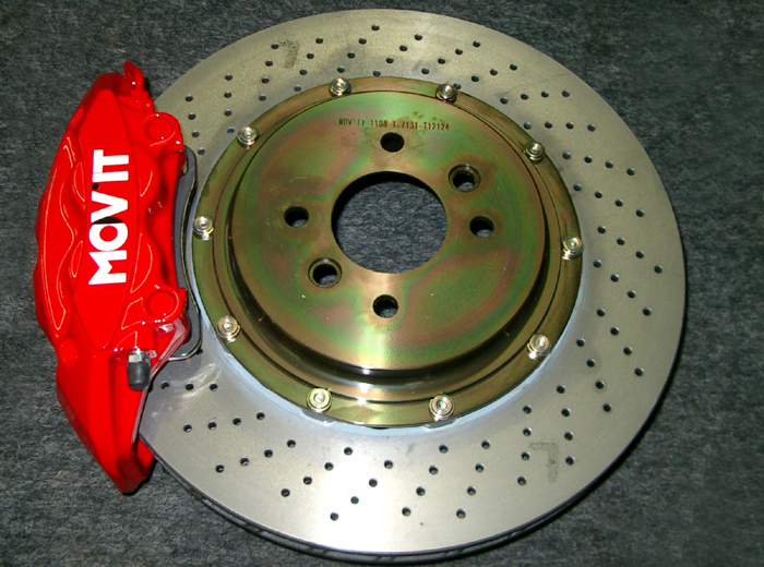 Movit Bremsanlage 342 x 34 mm mit 4 Kolbenalusattel fr die Hinterachse. Einzelanfertigung fr BMW 2002